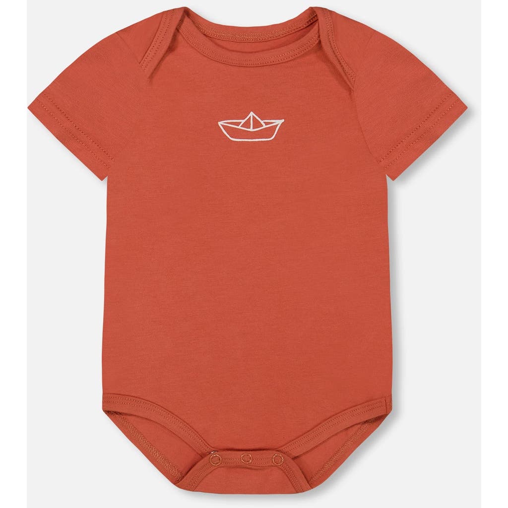 Deux Par Deux Baby Boy's Organic Cotton Bodysuit Terracotta In Terracotta