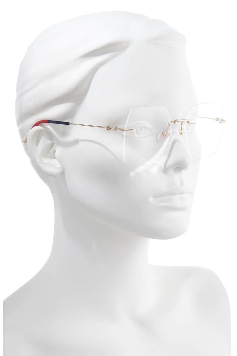 55mm Rimless Square Optical Glasses, Alternate, color, ENDURA GOLD J5G