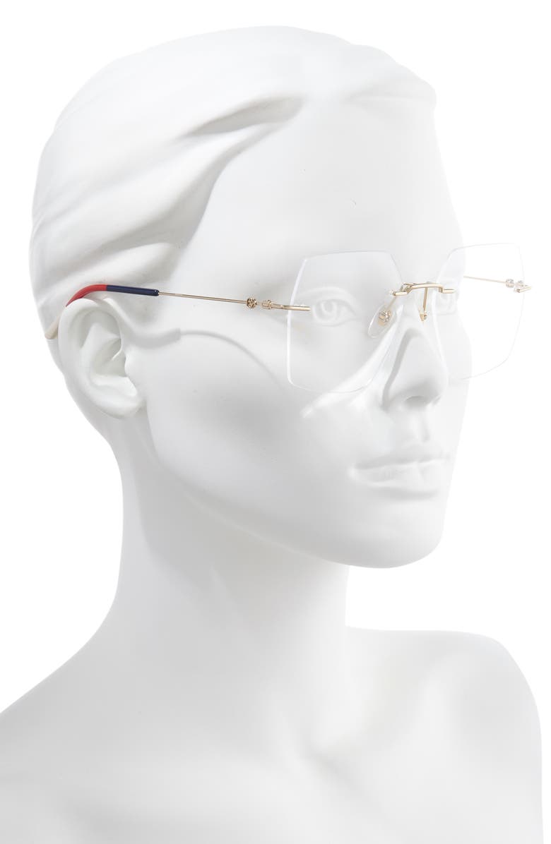Gucci 55mm Rimless Square Optical Glasses, Alternate, color, 