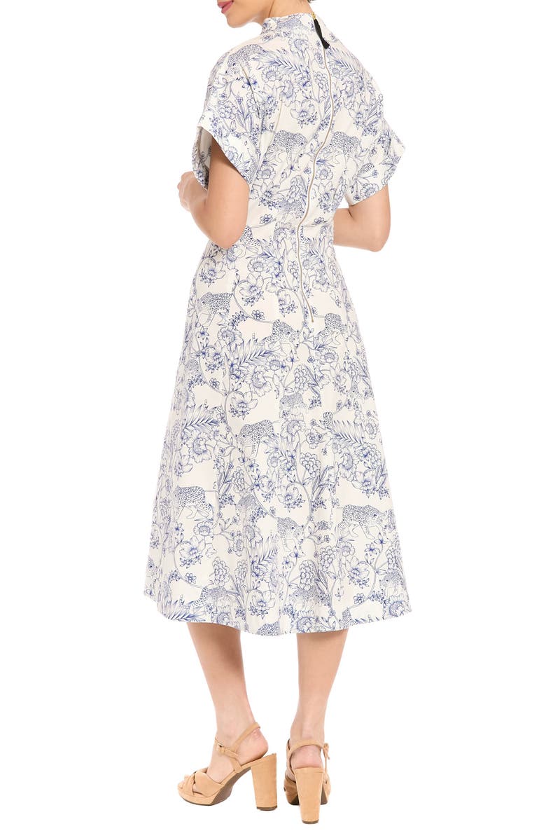 London Times Safari Drop Shoulder Midi Dress, Alternate, color, Soft White/ Dark Sea