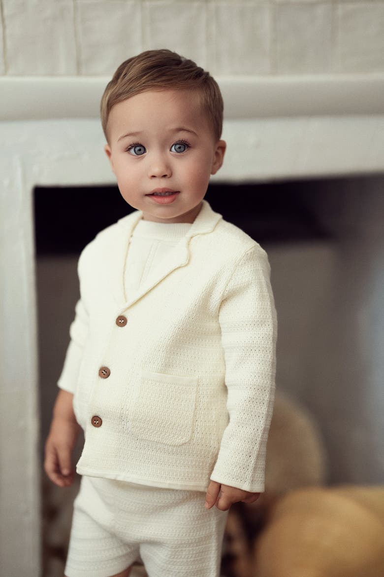 Textured Knit Blazer and Shorts Set, Alternate, color, Dark Almond