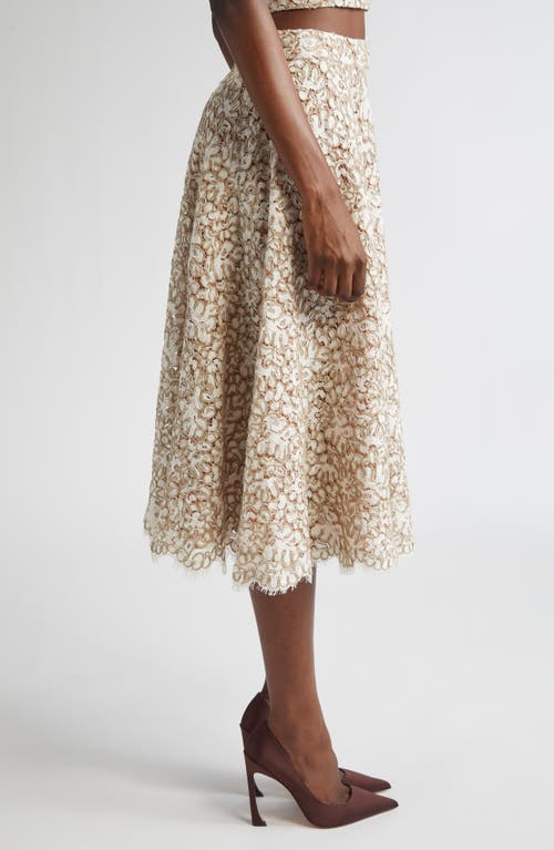 Michael Kors Collection Soutache Lace Circle Skirt In Brown