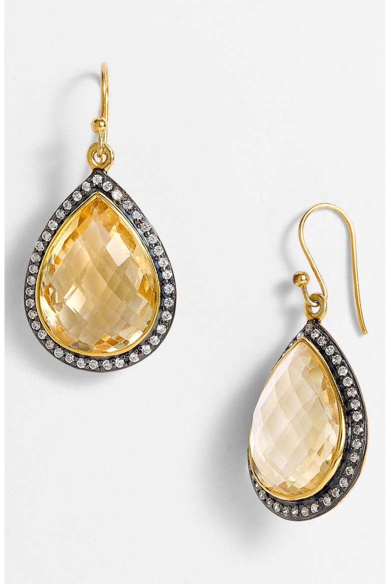 Small Teardrop Earrings, Main, color, GOLD/ CITRINE