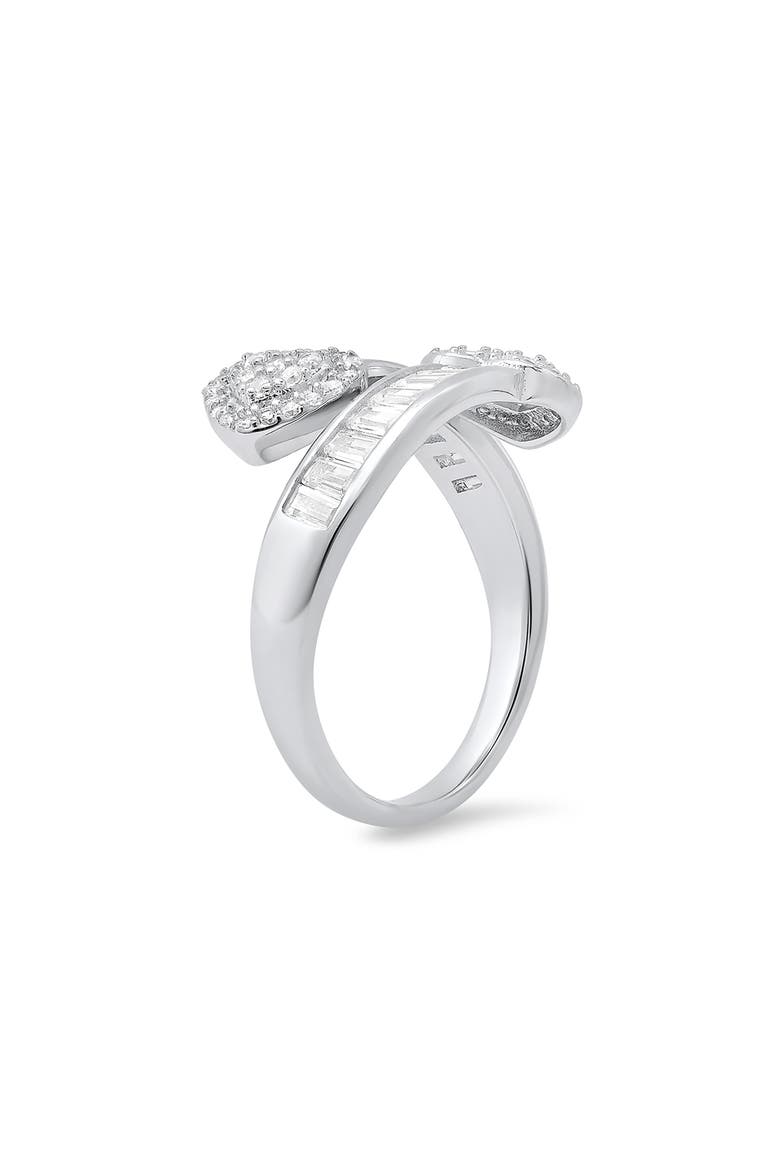 Bypass Cubic Zirconia Heart Ring, Alternate, color, SILVER