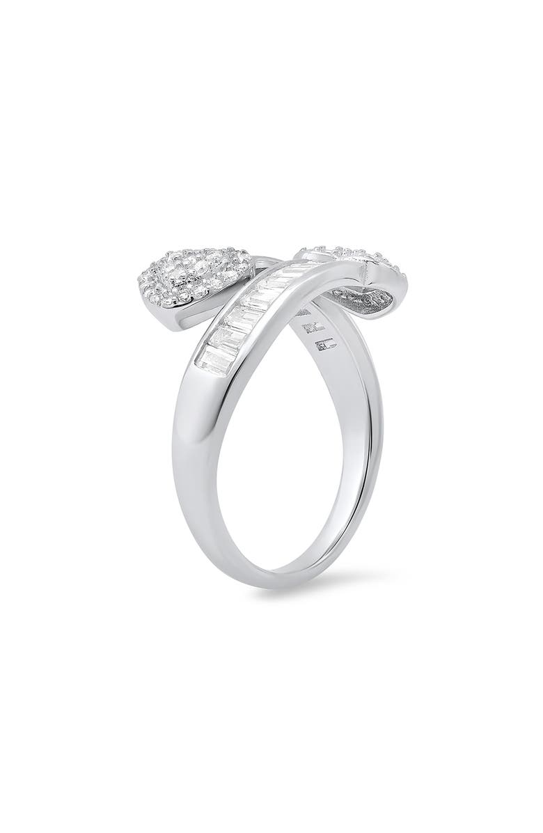 Queen Jewels Bypass Cubic Zirconia Heart Ring, Alternate, color, Silver