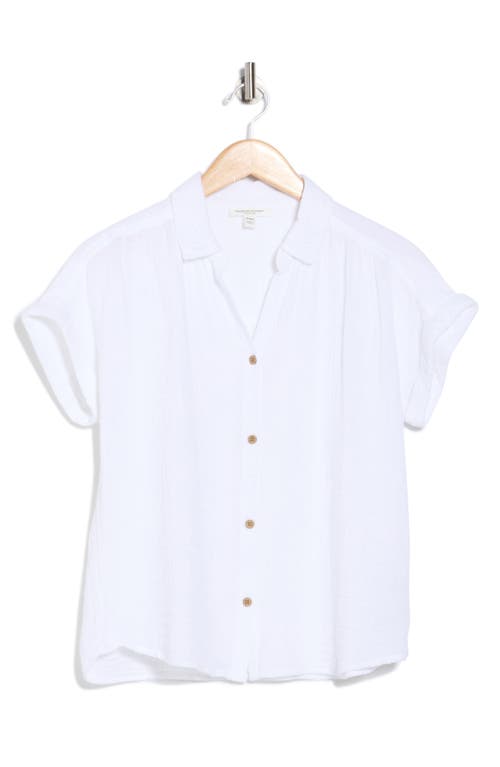 Beachlunchlounge Dawson Short Sleeve Cotton Button-up Shirt In White