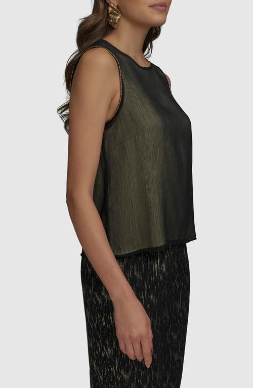 Donna Karan New York Beaded Double Layer Sleeveless Top In Black