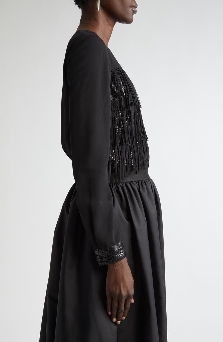 ST. JOHN Fringe & Sequin Top, Alternate, color, Black