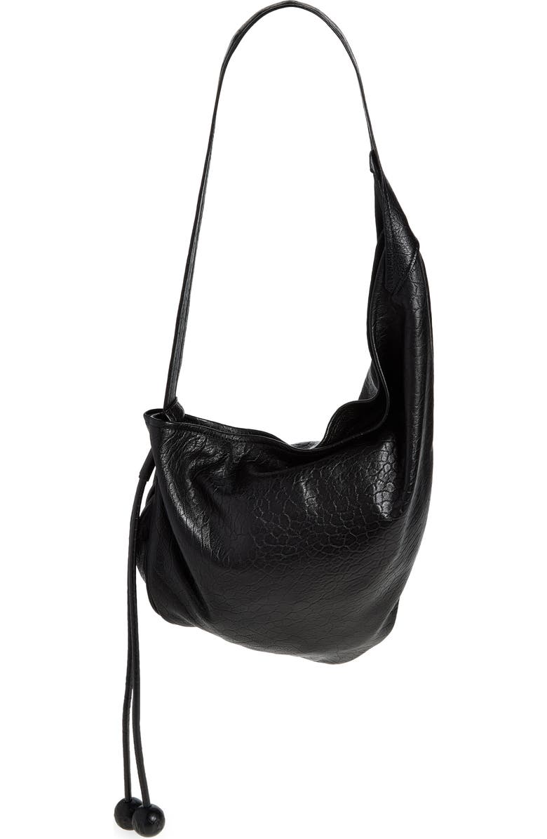 Marni Small Sling Leather Hobo Bag, Alternate, color, 00N99 Black