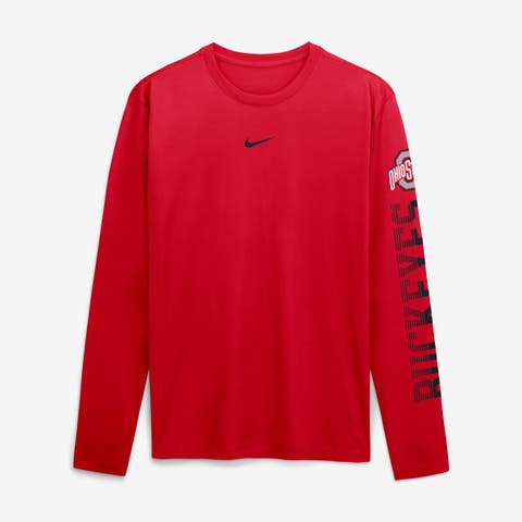 Men's Nike  Scarlet Ohio State Buckeyes Primetime Logo Sleeve Legend Dri-FIT Long Sleeve T-Shirt