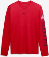 Nike Men's Nike Scarlet Ohio State Buckeyes Primetime Logo Sleeve Legend Dri-FIT Long Sleeve T-Shirt