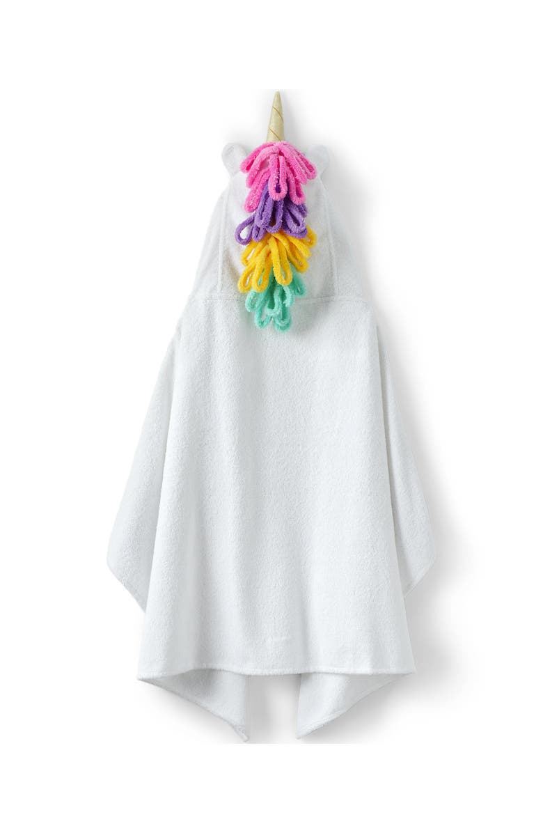 Lands' End Kids Cotton Hooded Towel, Alternate, color, Happy Unicorn