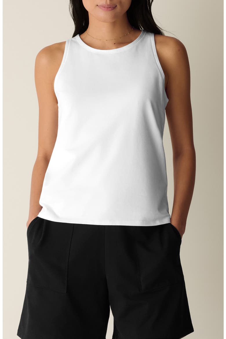 Slim Stretch Cotton Tank, Main, color, WHITE