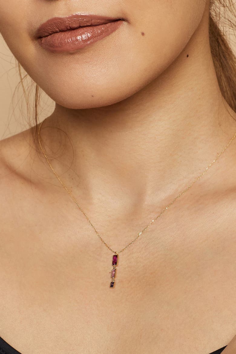 14K Gold Fresco Pendant Necklace, Alternate, color, Gold/Multicolor