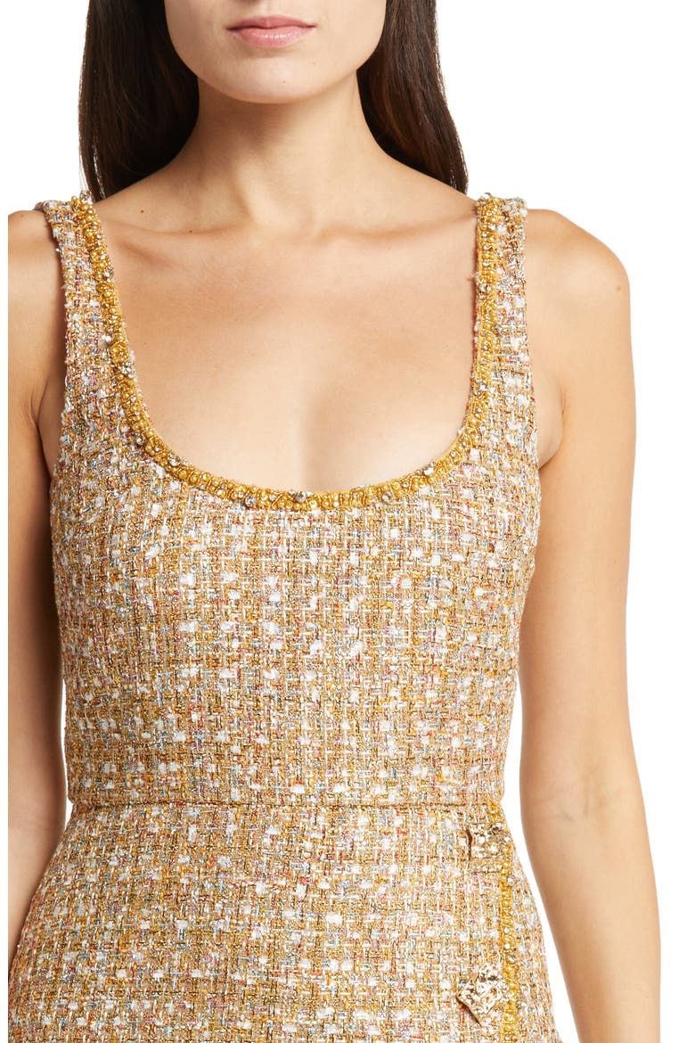 Tinsel Bouclé Minidress, Alternate, color, GOLD