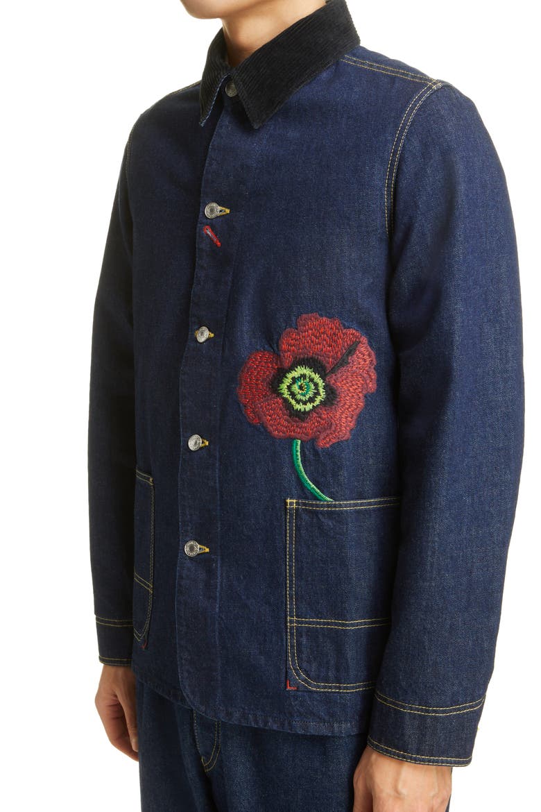 Embroidered Workwear Denim Jacket, Alternate, color, INK