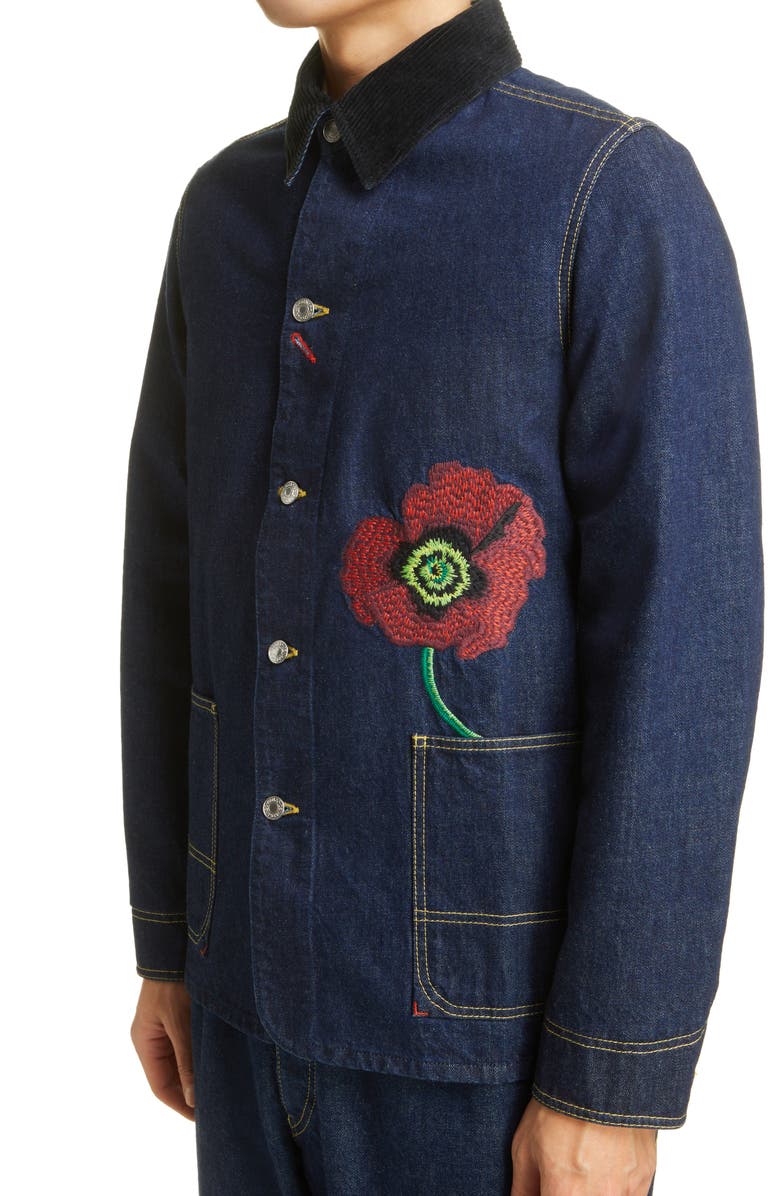 KENZO Embroidered Workwear Denim Jacket, Alternate, color,