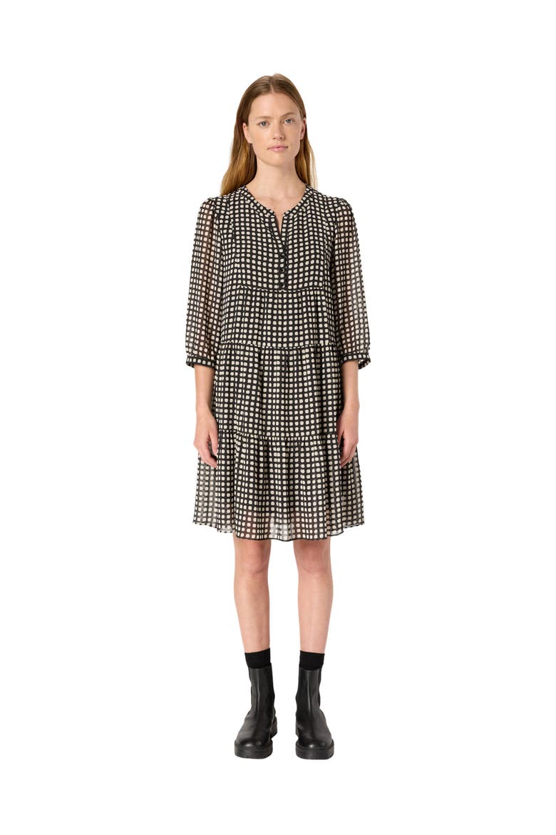 Lira Tiered Polka Dot Dress, Main, color, Black