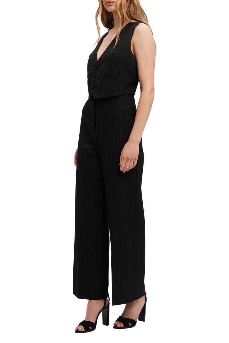 Pinstripe Wide Leg Pants, Alternate, color, BLACK/ WHITE