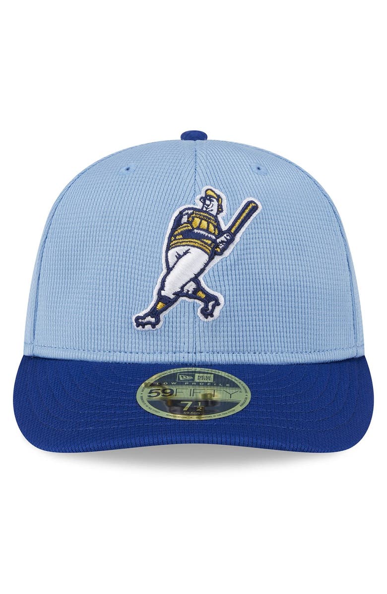 New Era Men's New Era Light Blue Milwaukee Brewers 2025 Batting Practice Low Profile 59FIFTY Fitted Hat, Alternate, color,