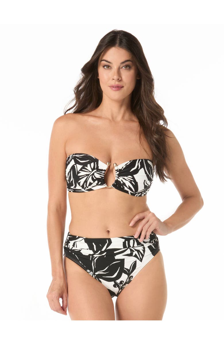 Carmen Marc Valvo U-Ring Bandeau Bikini Top, Main, color, Black/White