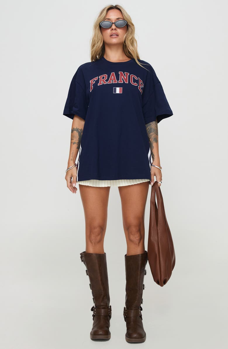 Princess Polly Goal France Oversize Graphic T-Shirt, Alternate, color,