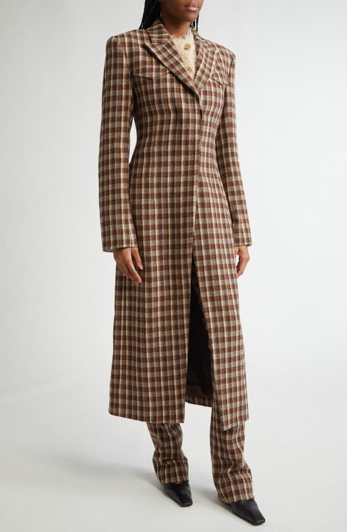 Acne Studios Omaha Check Single Breasted Bouclé Overcoat In Beige/brown