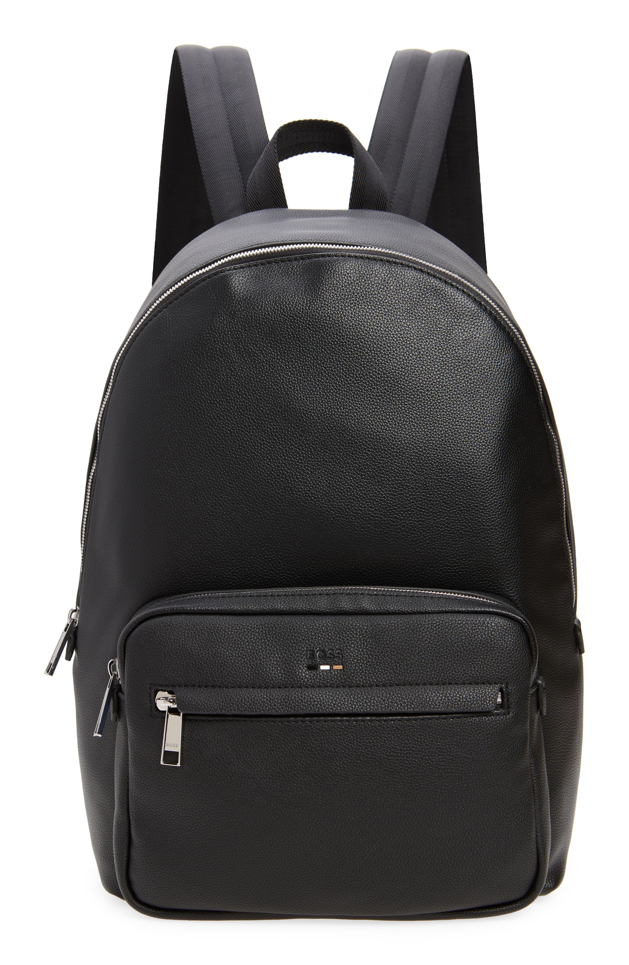 HUGO Ray Faux Leather Backpack, Main, color, 