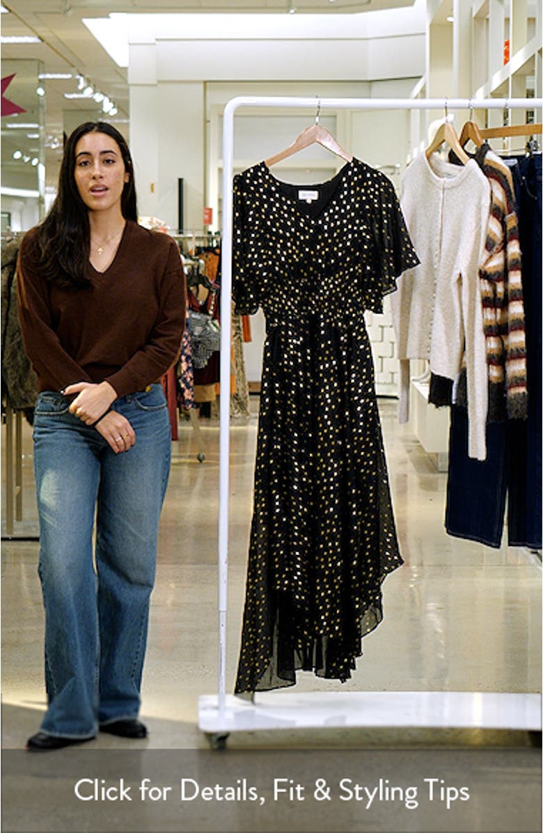 Metallic Smocked Waist Chiffon Maxi Dress, sales video thumbnail