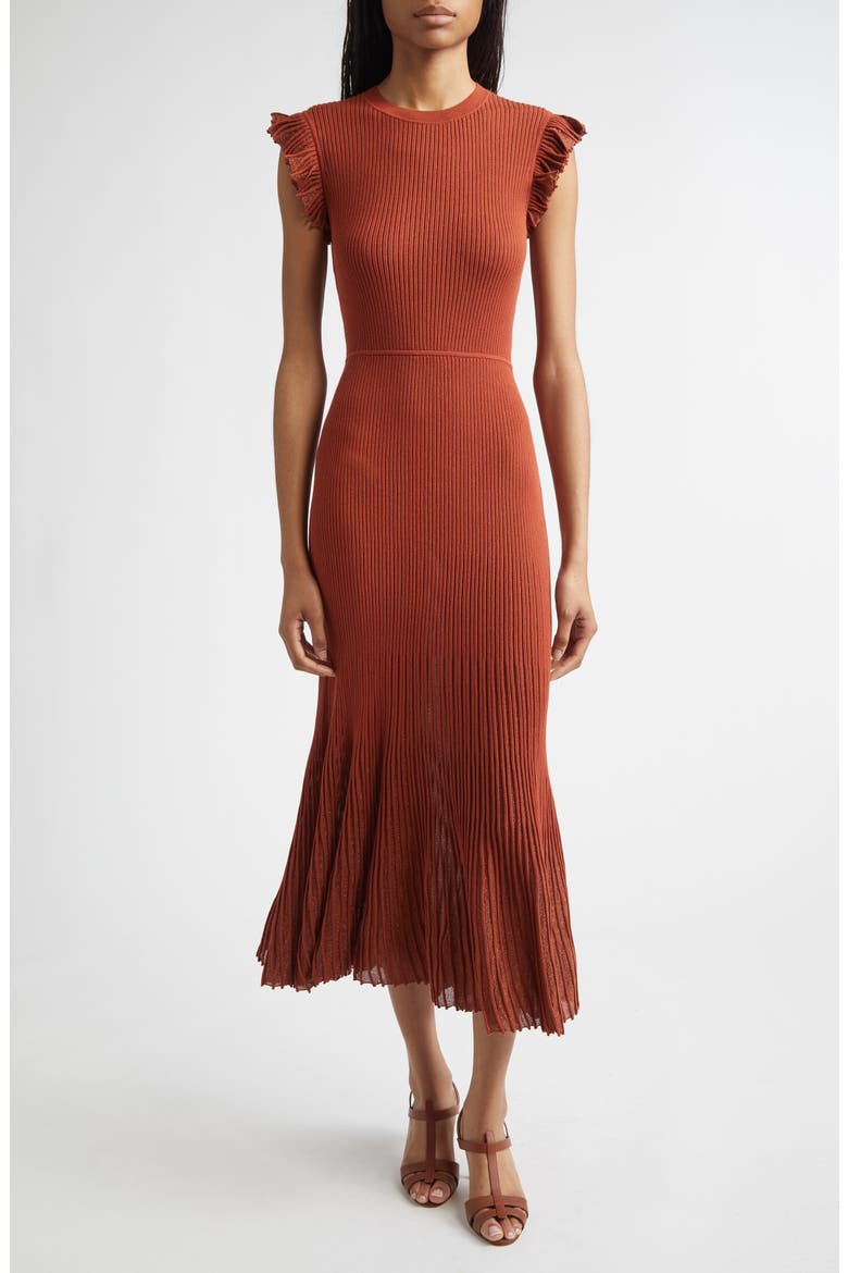 Noelle Metallic Knit Dress, Main, color, COPPER