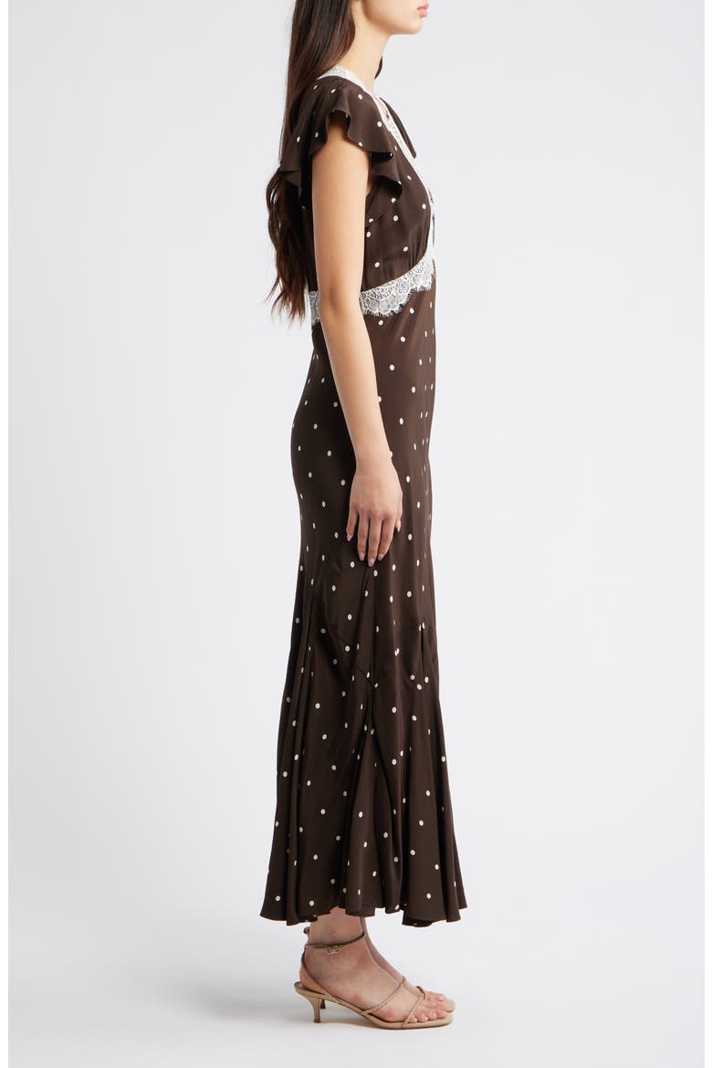 Mattia Lace Trim Polka Dot Maxi Dress, Alternate, color, COCOA POLKA DOTS