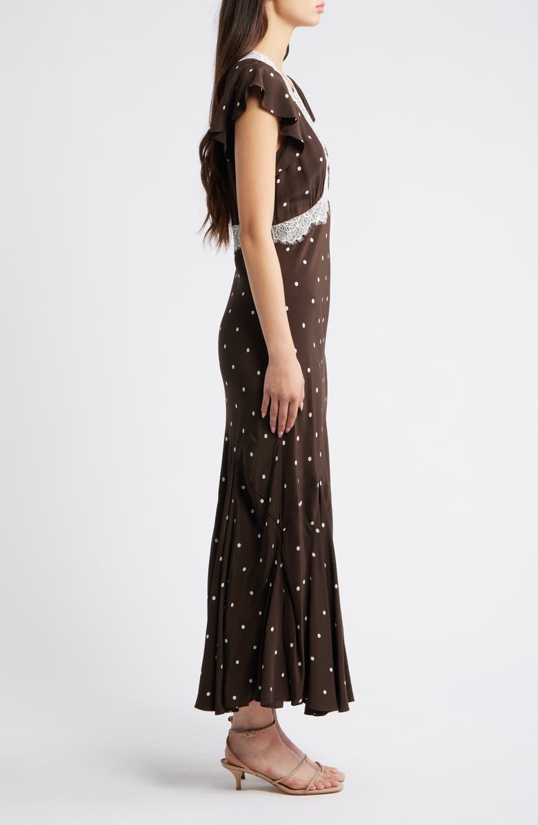 Rails Mattia Lace Trim Polka Dot Maxi Dress, Alternate, color, Cocoa Polka Dots