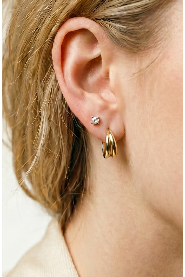 Set of 2 Earrings, Alternate, color, GOLD