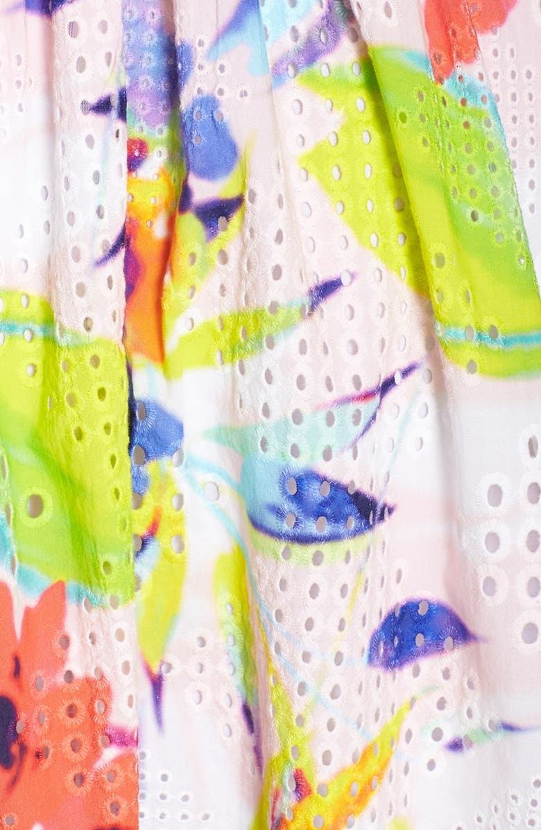 Trina Turk 'Elin' Print Cotton Eyelet Fit & Flare Dress, Alternate, color,