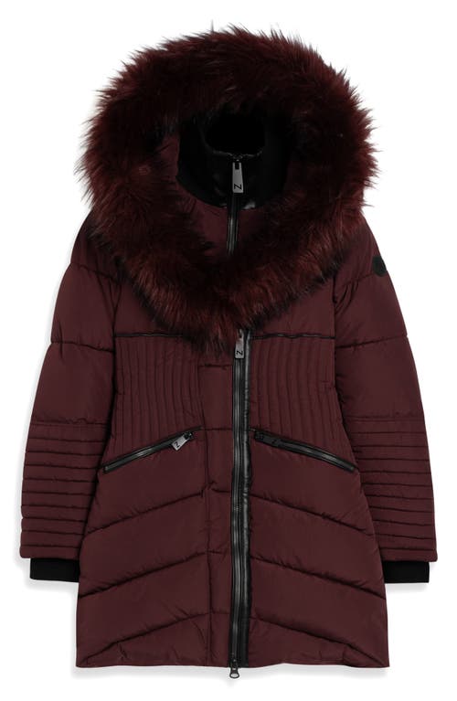 Noize Gigi Vegan Faux Fur Trim Quilted Parka In Red