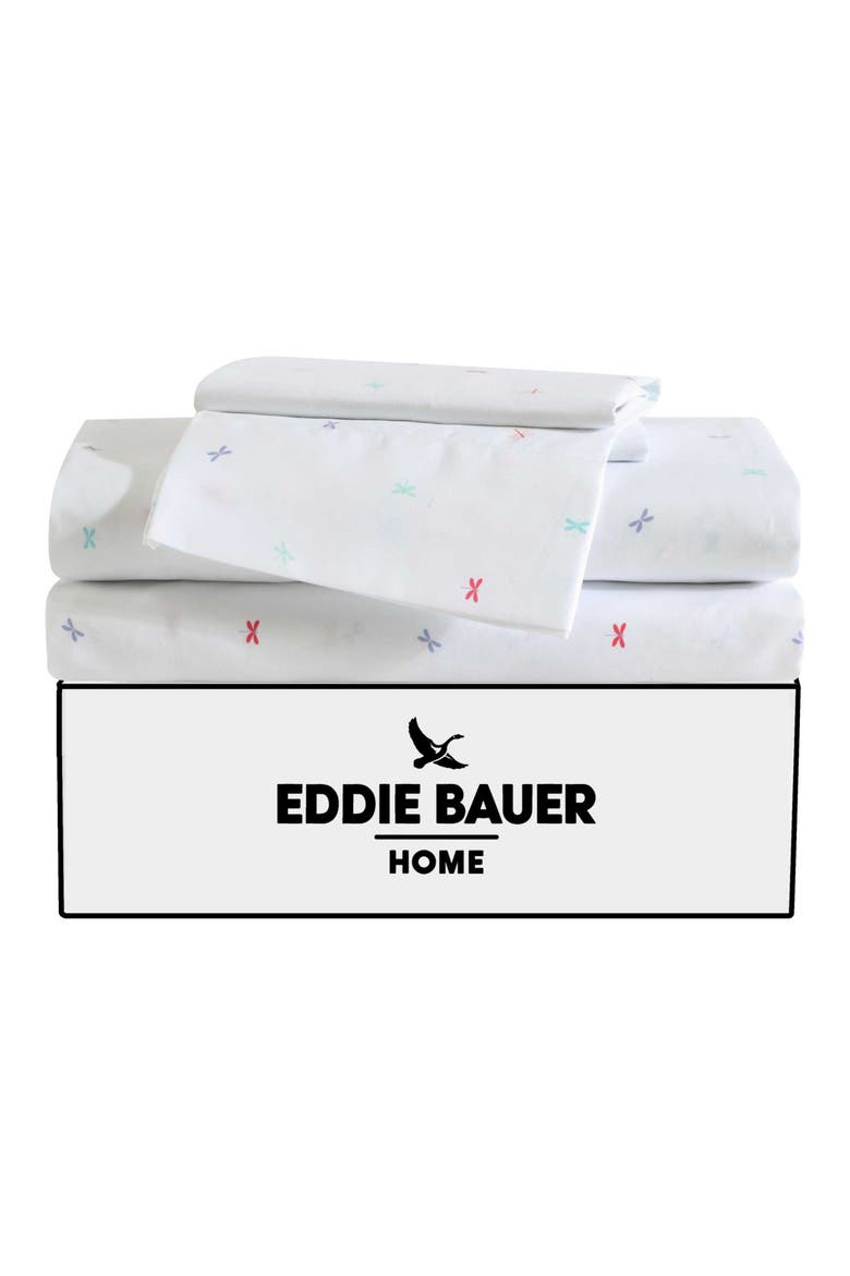 Dragonflies Microfiber Sheet Set, Alternate, color, WHITE/ PINK/ BLUE