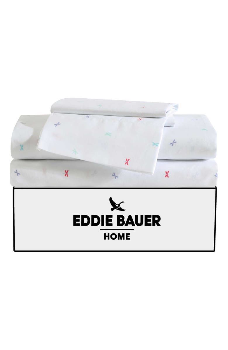 Eddie Bauer Dragonflies Microfiber Sheet Set, Alternate, color, White/ Pink/ Blue