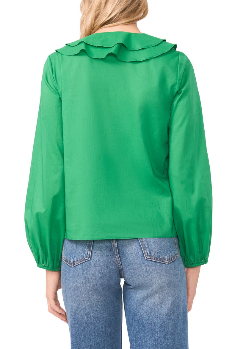 Double Ruffle Long Sleeve Cotton Top, Alternate, color, FIELD GREEN