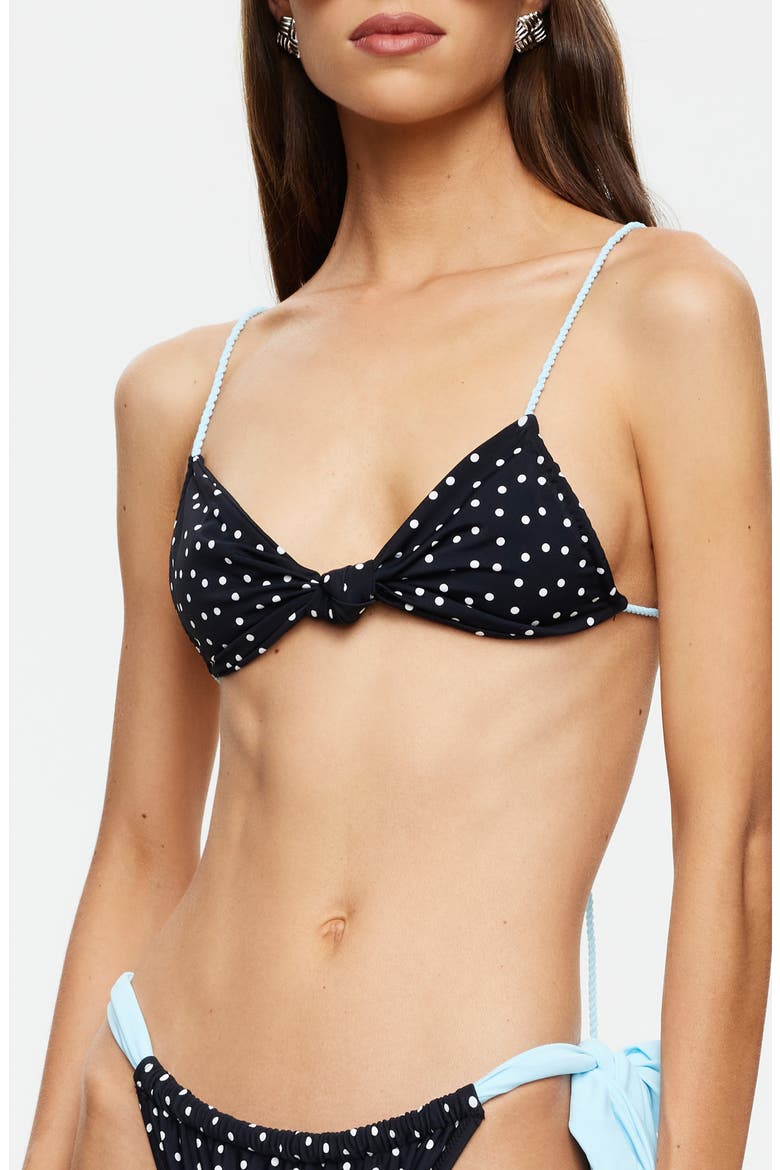 Laguna Knotted Bikini Top, Alternate, color, NOIR POLKA