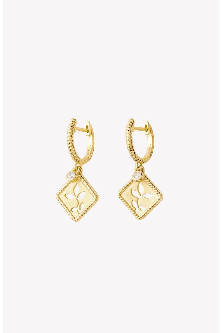 Olive Leaf Hoop Earrings, Main, color, 18k Gold Plated