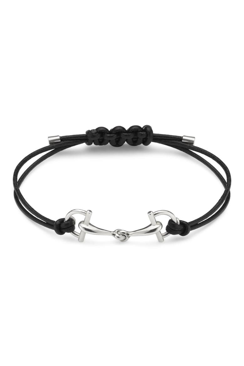 Staffa Leather & Silver Bracelet, Main, color, SILVER BLACK