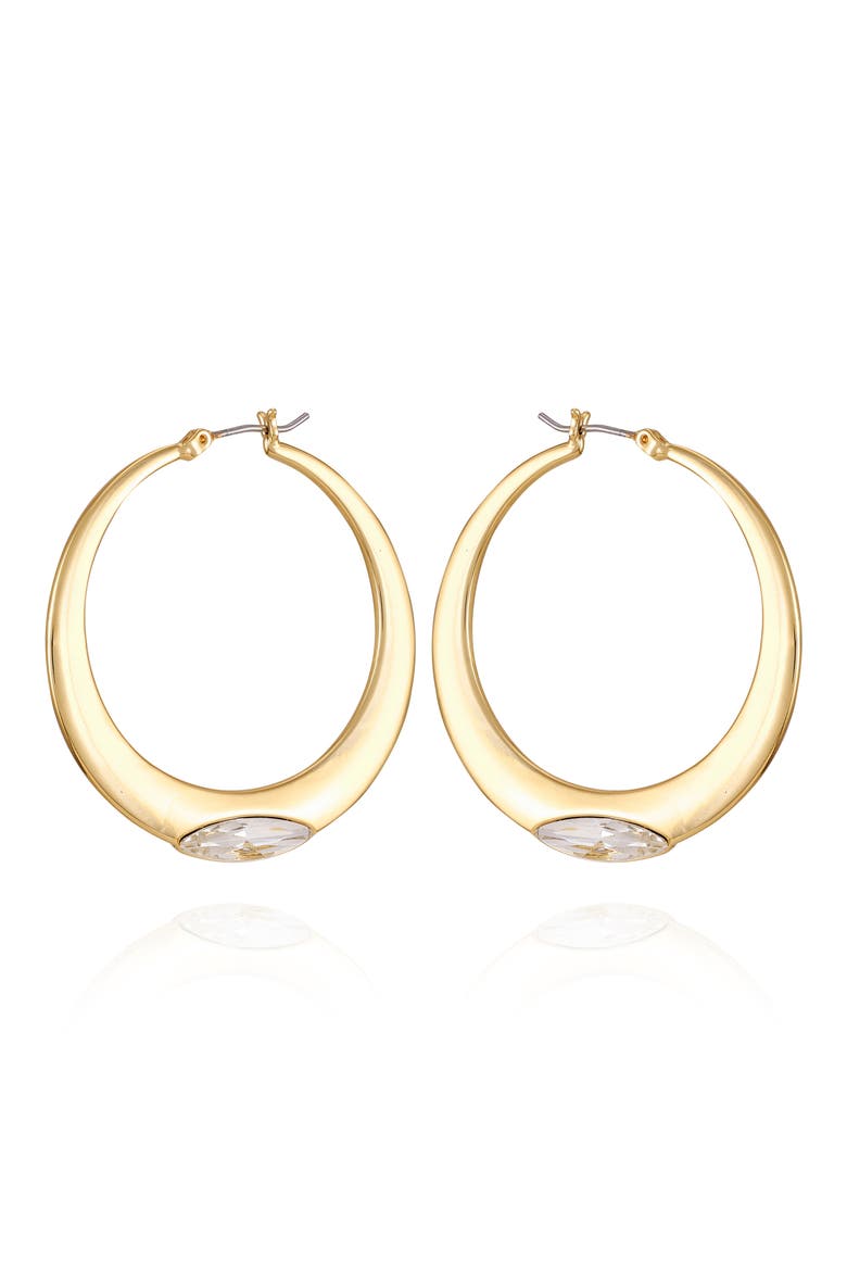 Crystal Inlay Hoop Earrings, Main, color, GOLD TONE