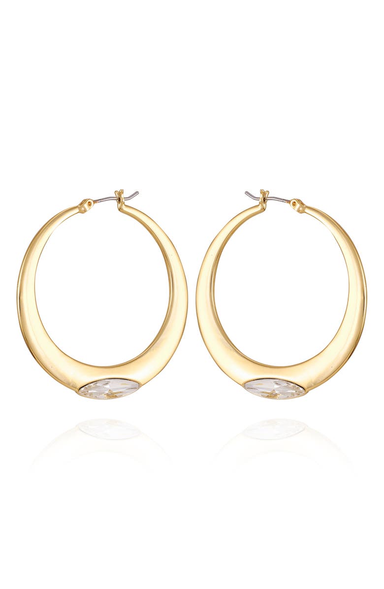 Vince Camuto Crystal Inlay Hoop Earrings, Main, color, Gold Tone
