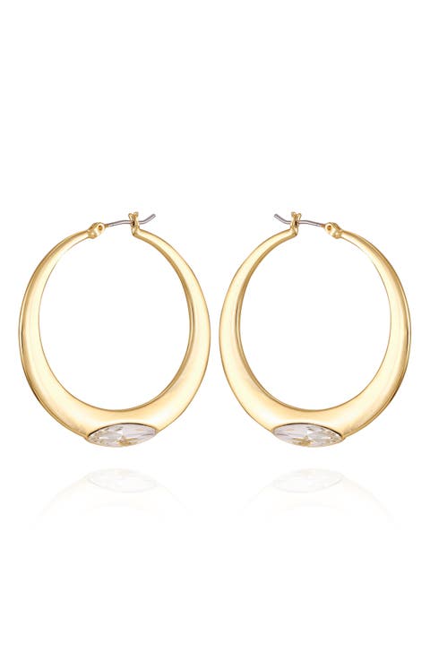 Crystal Inlay Hoop Earrings