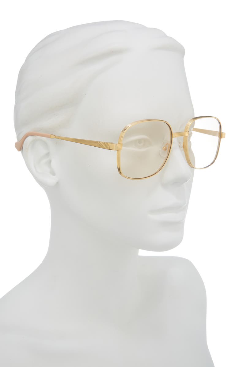 Gucci 55mm Square Optical Glasses, Alternate, color, Gold Gold Yellow