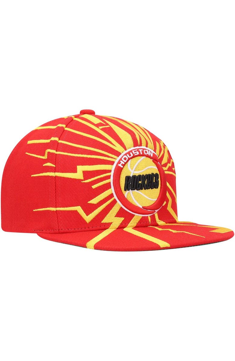 Mitchell & Ness Men's Mitchell & Ness Red Houston Rockets Hardwood Classics Earthquake Snapback Hat, Alternate, color, 