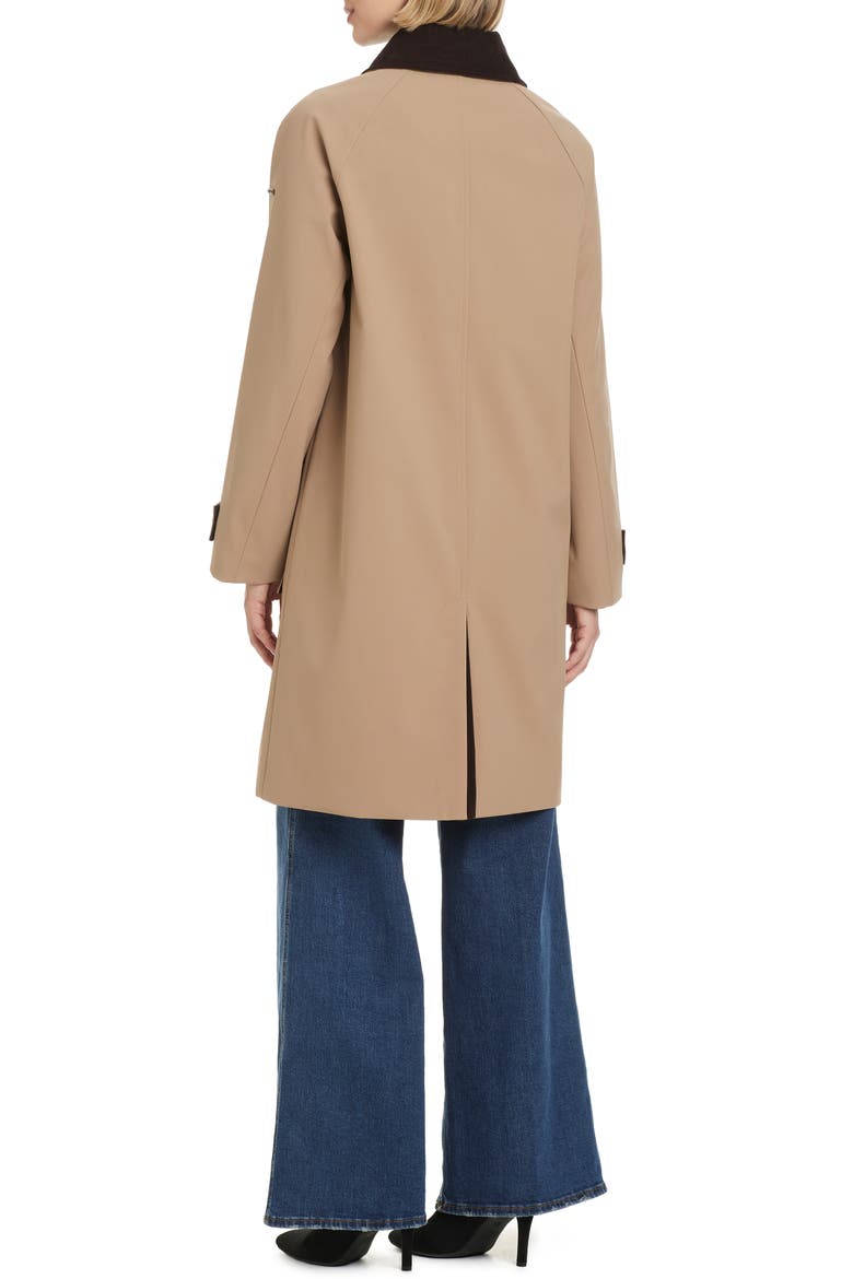 Contrast Collar Longline Raincoat, Alternate, color, KHAKI
