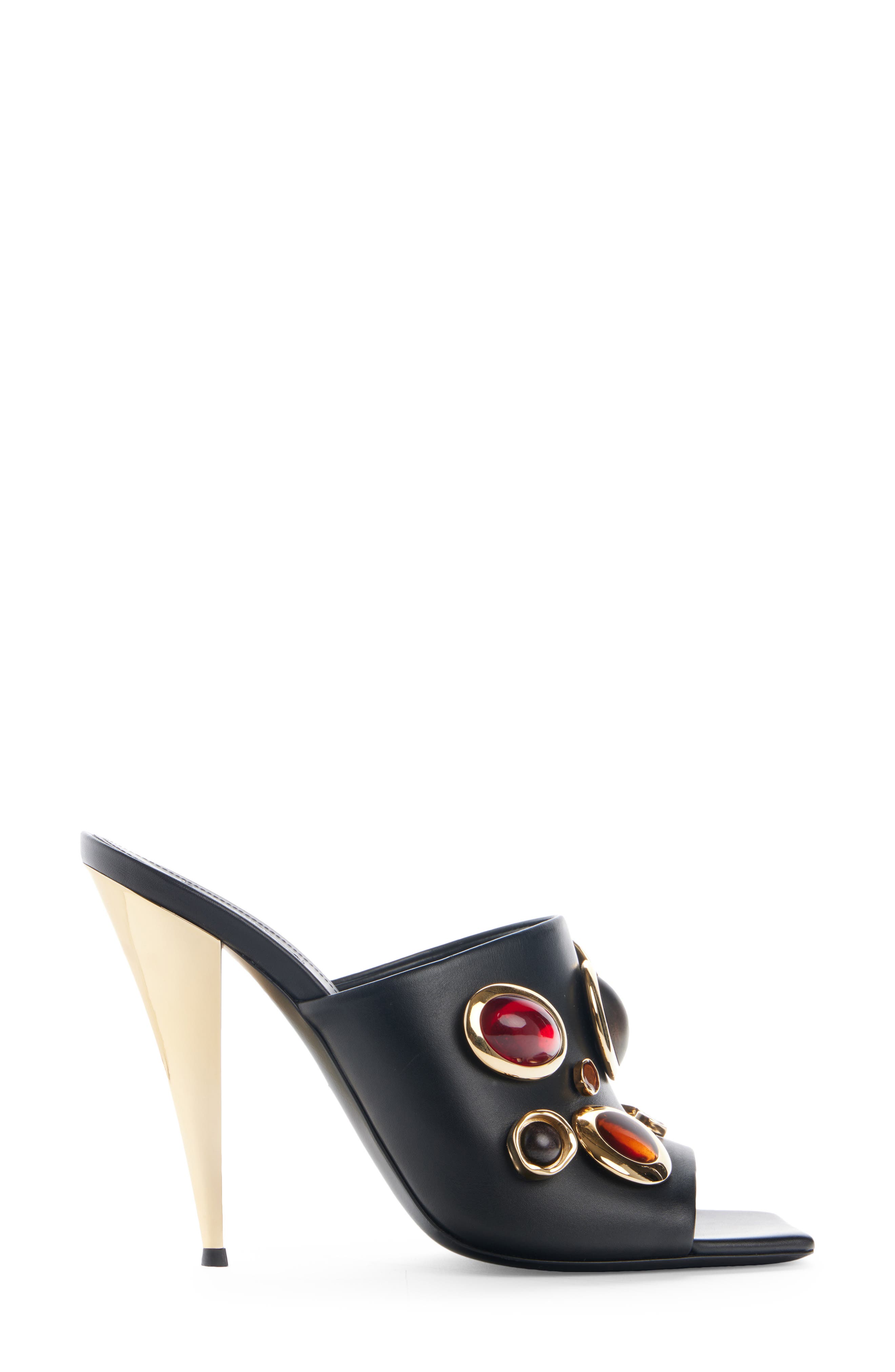Jeweled Square Toe Leather Sandal, Alternate, color, BLACK/ RED