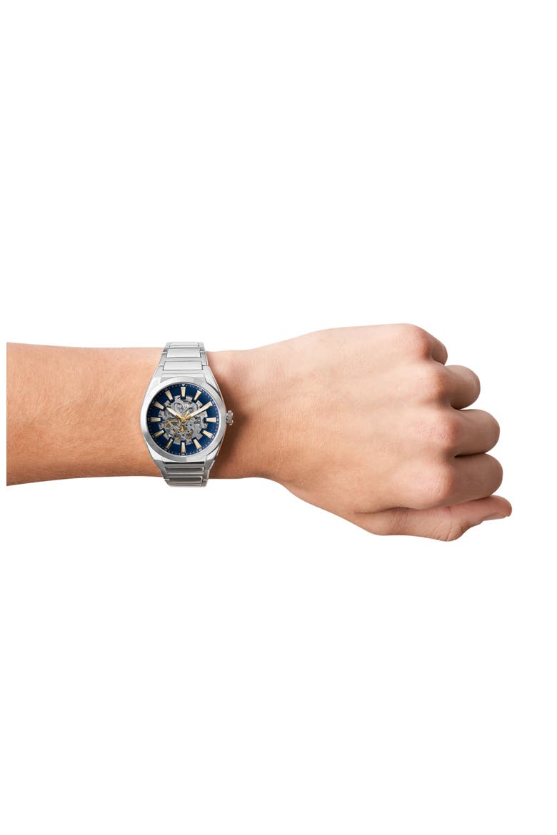 Everett Skeleton Bracelet Watch, 42mm, Alternate, color, STAINLESS STEEL