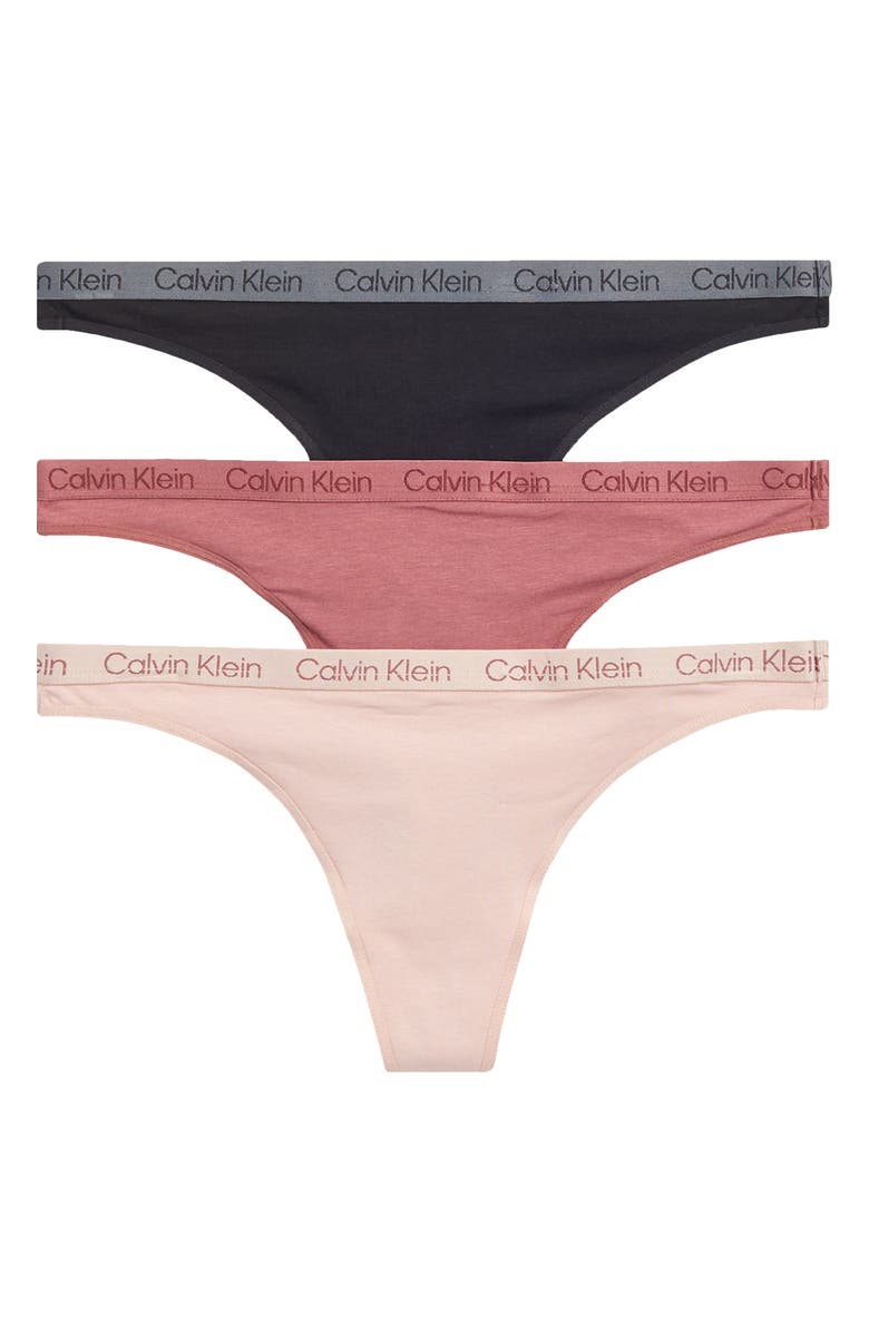 Calvin Klein 3-Pack Assorted Stretch Cotton Modal Thongs, Main, color, 